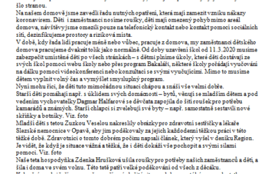 Život na Dětském domově v nouzovém stavu